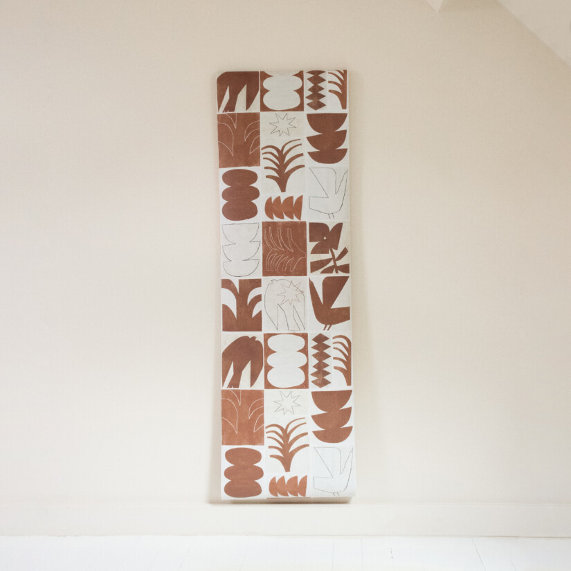 Papier peint intissé collection moderniste motif terracotta sur fond écru