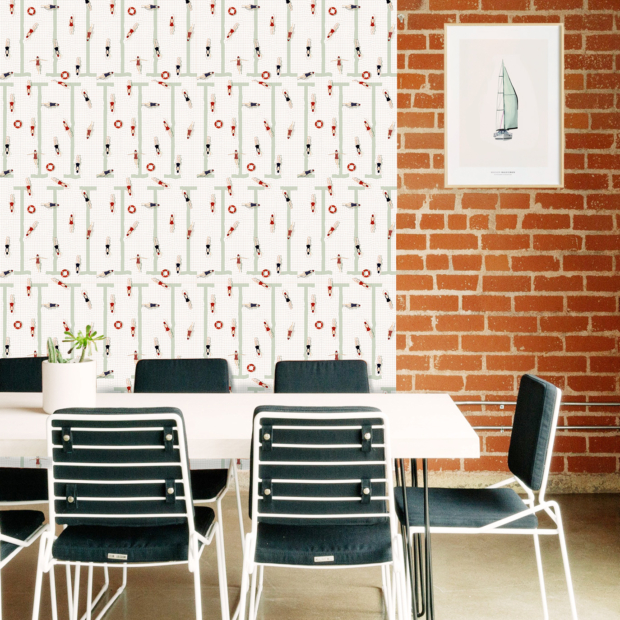 Eco print non-woven wallpaper