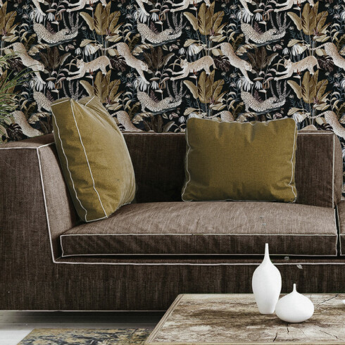 Maison Baluchon - Non-woven wallpaper Jungle N°22 - Plant and animal motifs