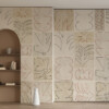 Panoramic wallpaper with patchwork pattern and black & terracotta graphic shapes - Maison Baluchon