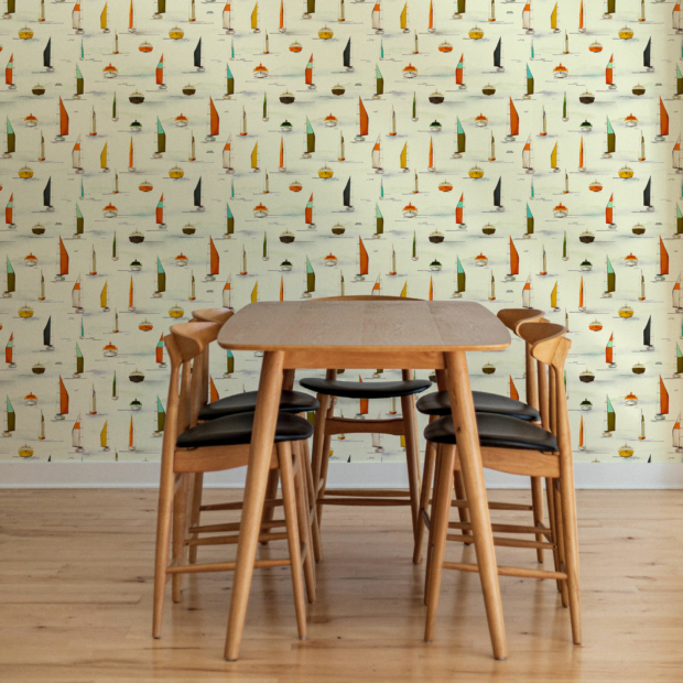 Non-woven wallpaper - Dining room, boat pattern