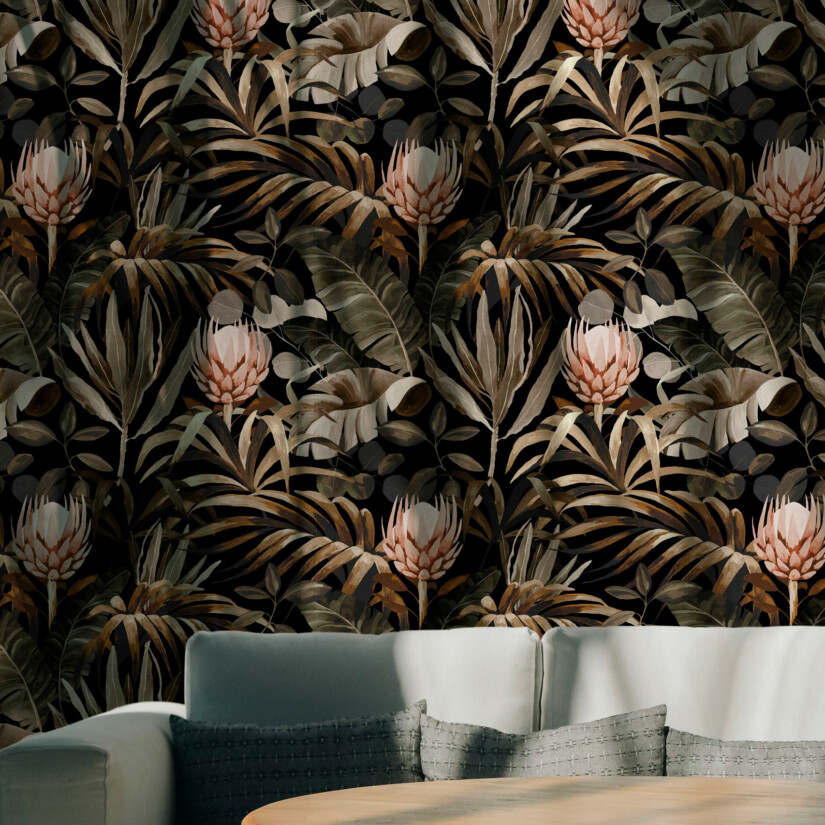 Maison Baluchon - Living room - Sofa - Tropical N°15 non-woven wallpaper