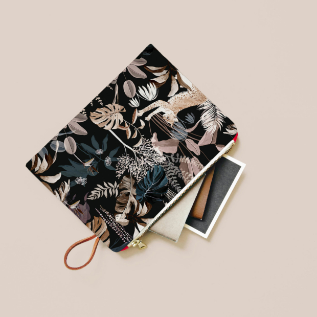 Small zipped pouch with Jungle N°19 pattern - Designed in collaboration with Balzac Paris