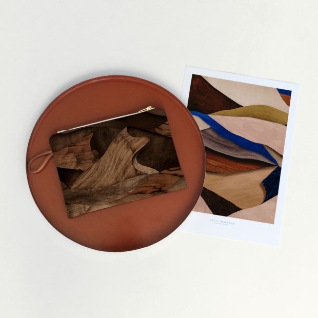 Petite pochette zippée Graphique N°14 - Motif inspiré du bois