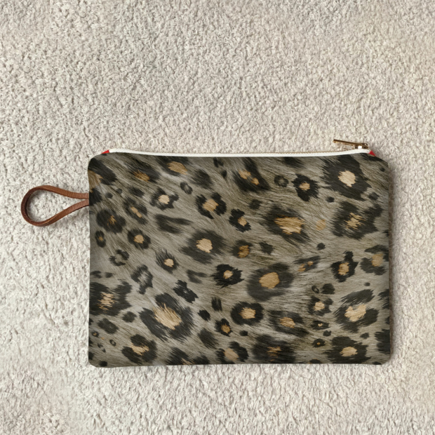 Small zipped pouch with animal print Sauvage N°21 Beige - Wild Winter Collection