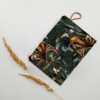 Small zipped pouch with the Sauvage N°26 green pattern, collection "Bords de rivière" inspired by the animal and vegetal world