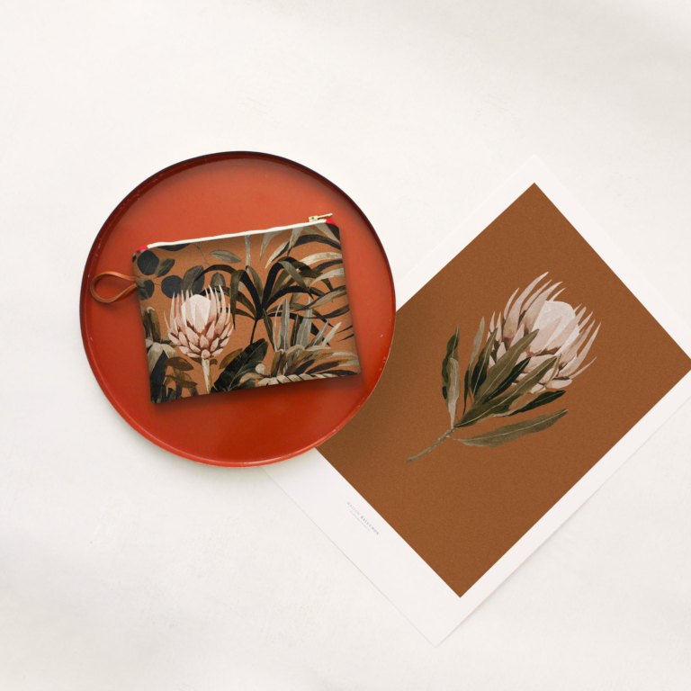 Tropical N°16 Collection - Terracotta background, protea flower