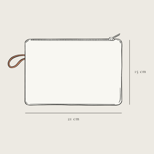 Technical drawing - Small zipped pocket, measurements