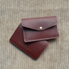 Red auburn grained leather cardholder
