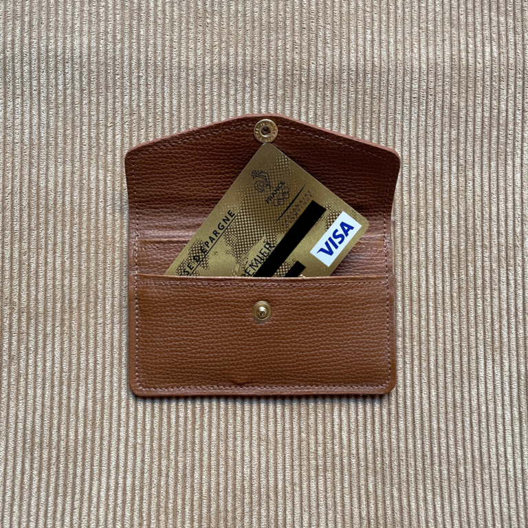 Porte-cartes cuir camel grainé Porte-cartes cuir camel grainé