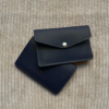 Dark Blue grained leather card holder