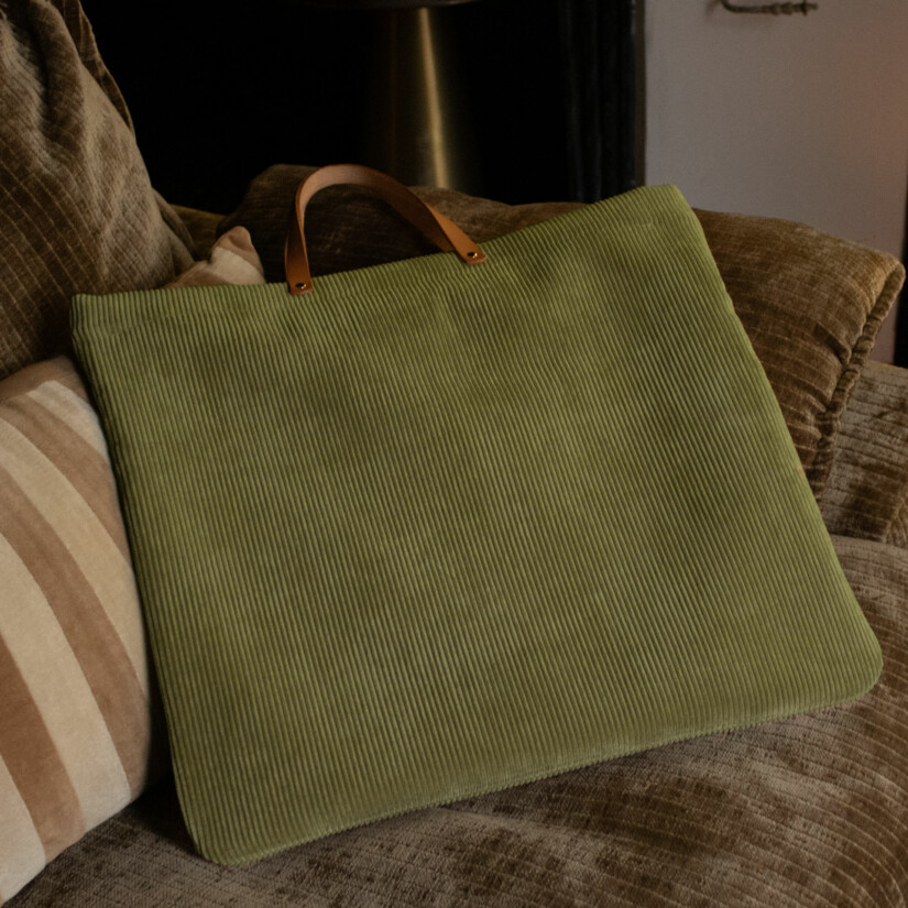 Maison Baluchon - Sac porte documents velours côtelé vert cadeau de Noël made in France