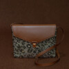 Trendy leopard print handbag in beige & camel leather - Maison Baluchon