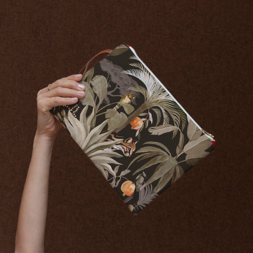 Tropical motif pouch for Christmas - Maison Baluchon