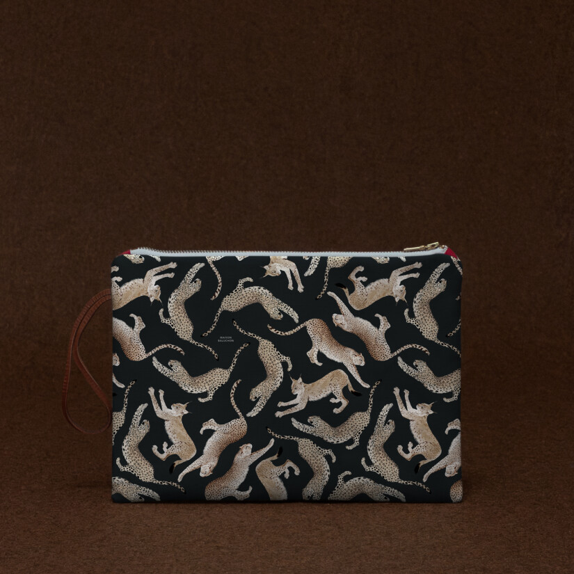 Précommandes de Noël - Grande pochette zippée motif Félin N°01 - Maison Baluchon