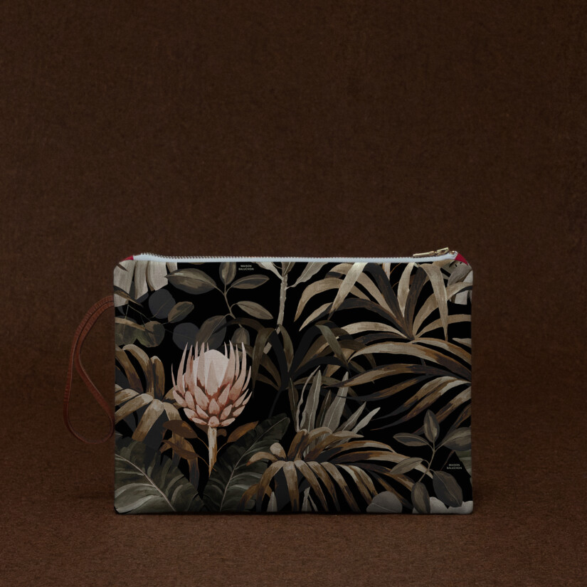 Christmas pre-orders - Large zipped pouch with Tropical N°15 floral and plant motif - Maison Baluchon