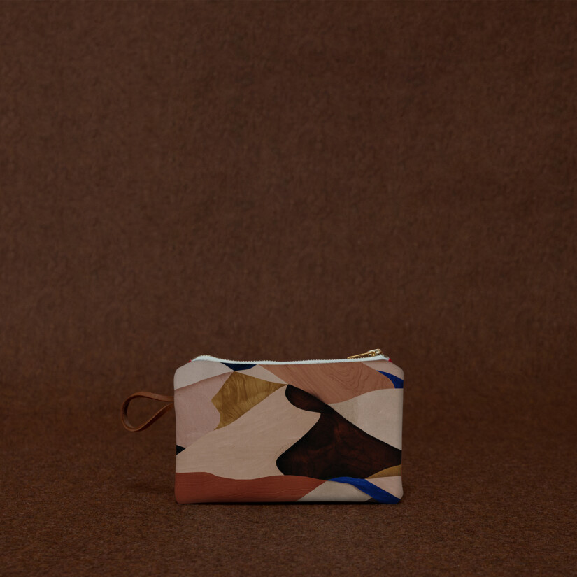 Mini pochette zippée imprimé graphique terracotta - Idée cadeau Noël - Maison Baluchon