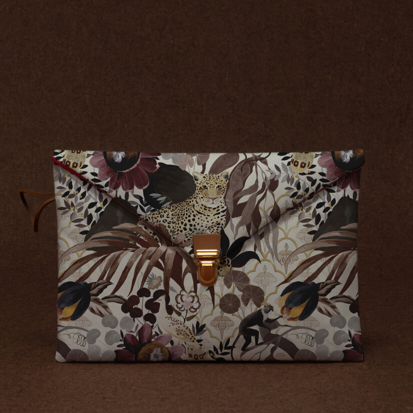 Idée cadeau Français pour Noël - Pochette MacBook 13" motif animal et végétal Inde N°01 - Maison baluchon