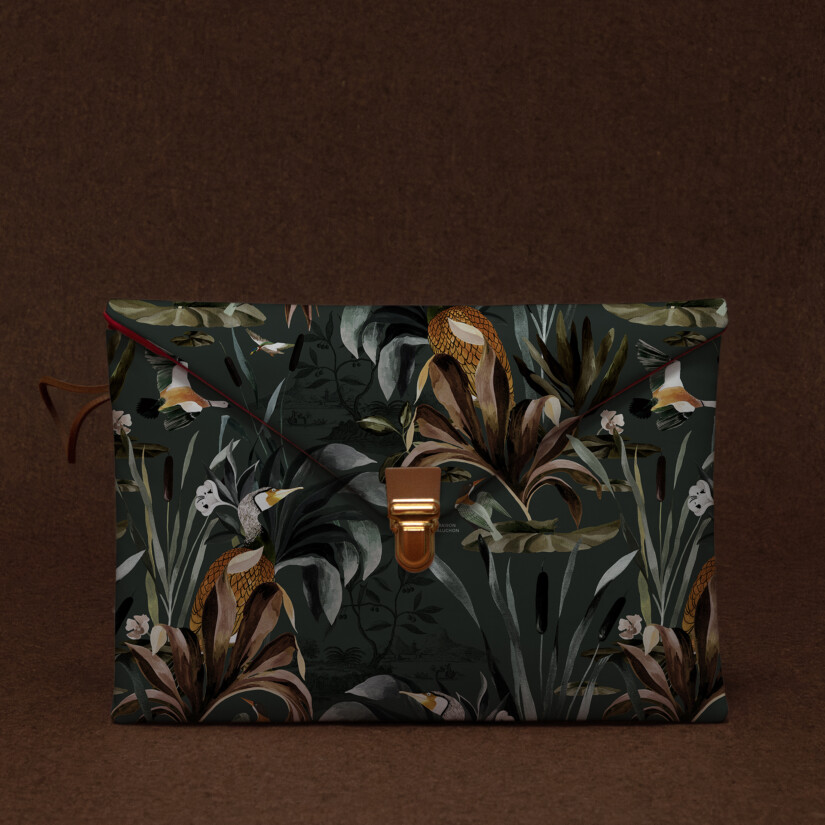 Idée cadeau Français pour Noël - Pochette MacBook 13 pouces verte avec motif animal - Maison baluchon