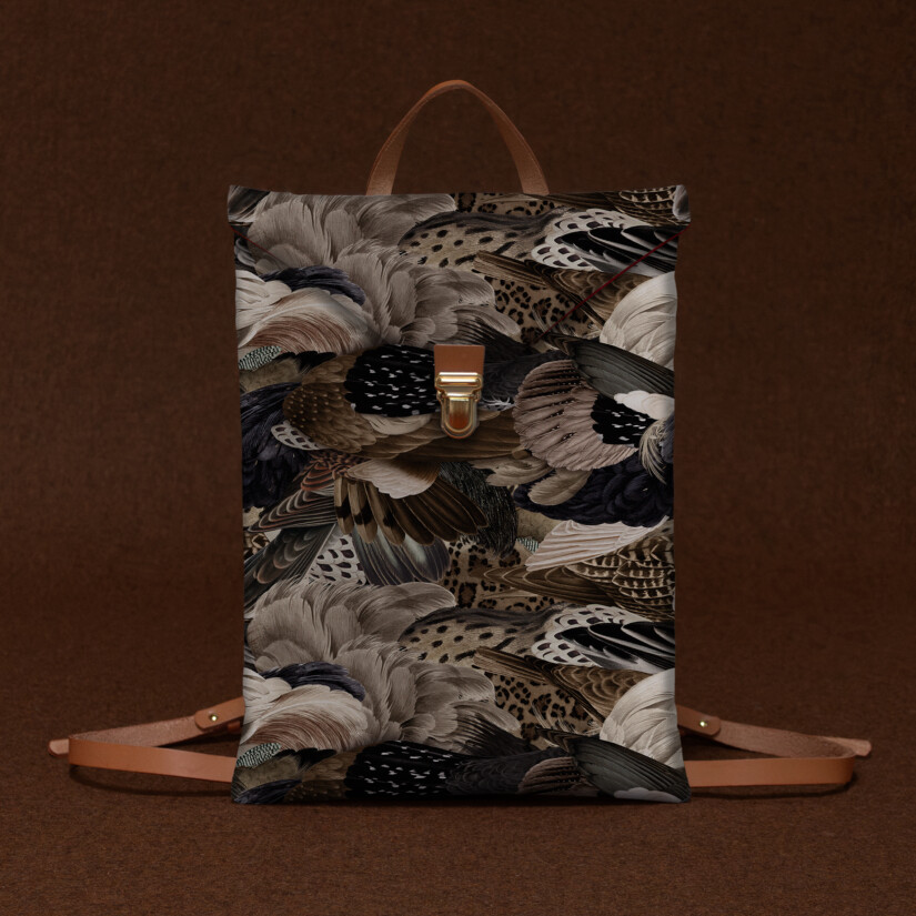 Sac à dos design plumes d'oiseaux multicolores - Cadeau de Noël haut de gamme - Maison Baluchon