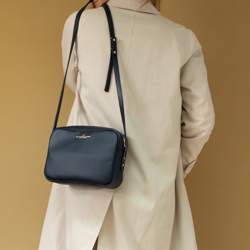 Maison Baluchon - Sac à main crossbody en cuir marine foncé fabrication française