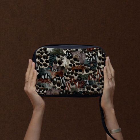 Christmas pre-orders - Sauvage N°24 printed shoulder bag in dark navy leather