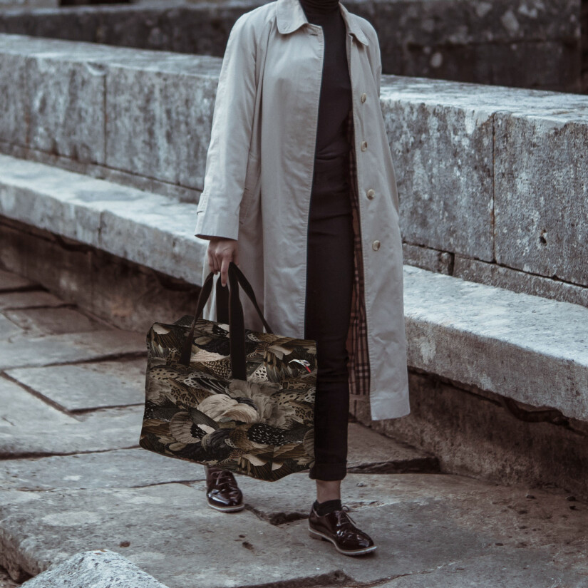 Sac de voyage motif animal avec diverses plumes d'oiseaux sauvages - Maison Baluchon