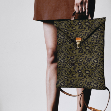 Trendy khaki leopard print backpack