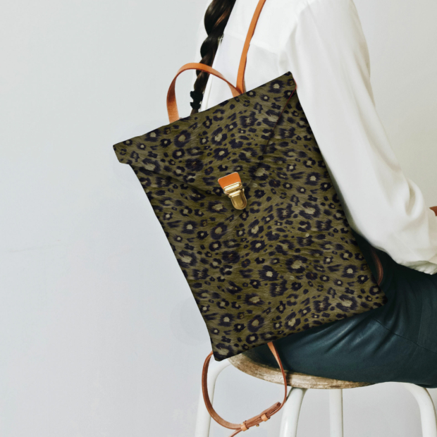 Animal pattern backpack, leopard skin
