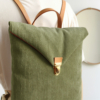 Plain olive green backpack - Made in France
