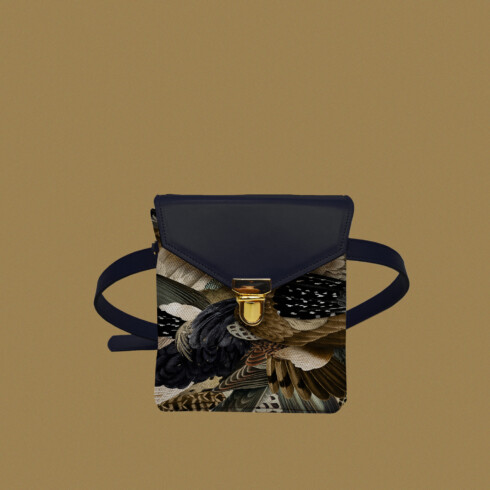 Maison Baluchon - Mini sac sacoche cuir marine foncé Sauvage N°27 confection locale