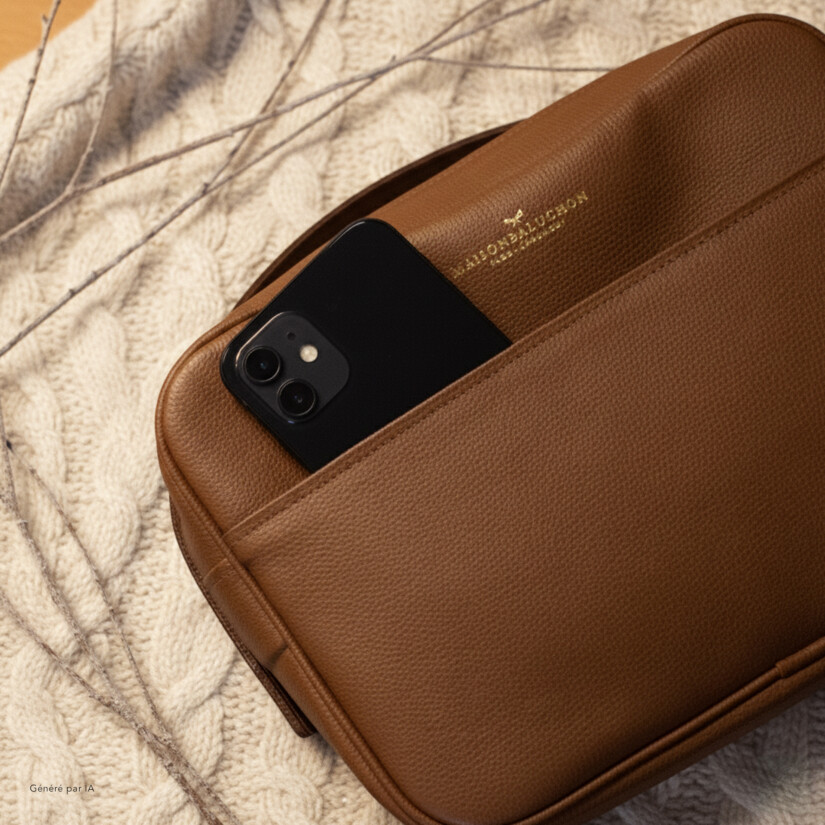 À offrir ou à s’offrir pour Noël : grand sac bandoulière en cuir camel, une création signée Maison Baluchon