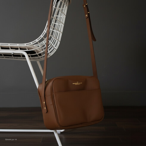 Ce Noël, misez sur l’élégance avec le grand sac à main bandoulière en cuir camel, le cadeau idéal signé Maison Baluchon