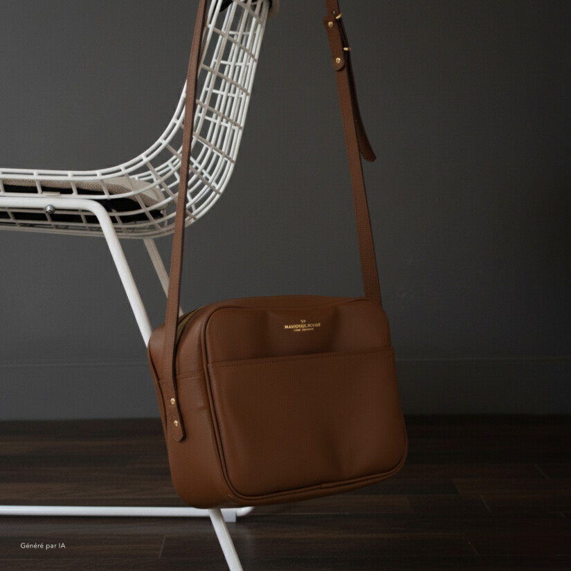 Ce Noël, misez sur l’élégance avec le grand sac à main bandoulière en cuir camel, le cadeau idéal signé Maison Baluchon