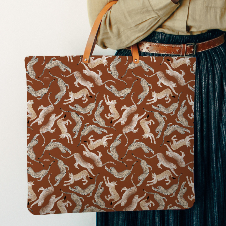 Animal pattern tote bag - Félin N°02