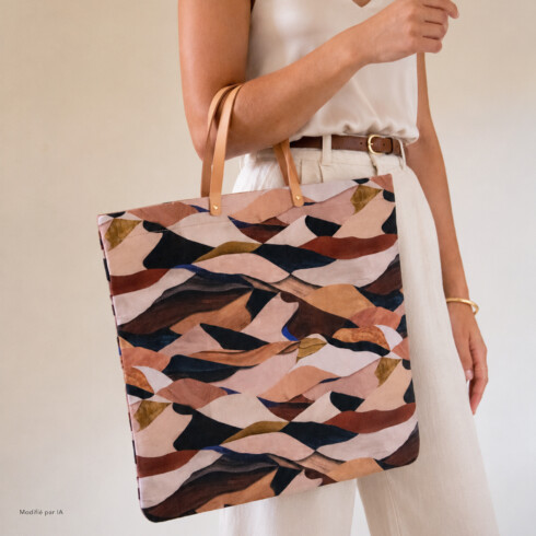 Sac cabas motif estival graphique Terracotta - Maison Baluchon