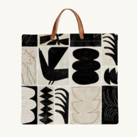 Modernist N°01 Black printed canvas tote bag - Maison Baluchon