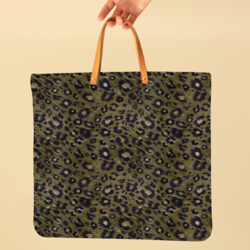 Maison Baluchon - Khaki green leopard print tote bag