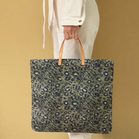 Maison Baluchon - Handmade Sauvage N°21 khaki leopard print tote bag