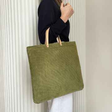 Corduroy tote bag, made in France