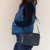Dark navy blue smooth leather crossbody handbag - Maison Baluchon