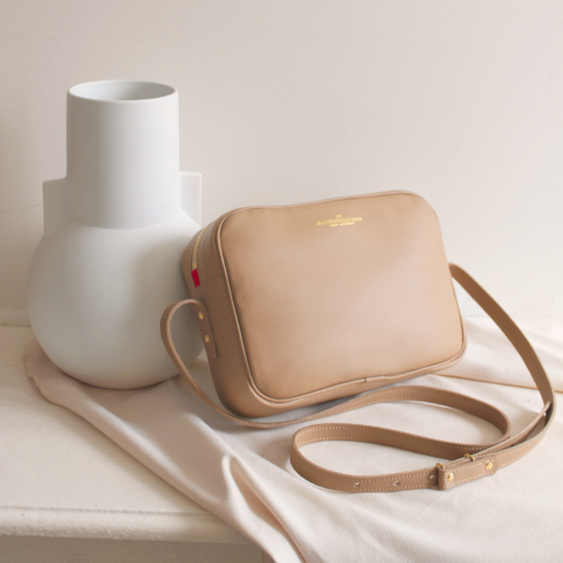 Shoulder bag or crossbody bag - Cappuccino grained leather