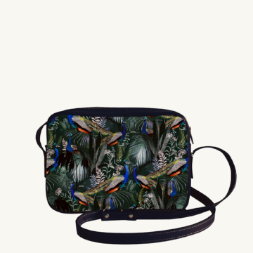 Maison Baluchon - Crossbody handbag - Jungle N°17 with dark blue leather