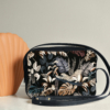 Handbag crossbody animal and vegetable pattern, Jungle N°19 leather Dark Blue