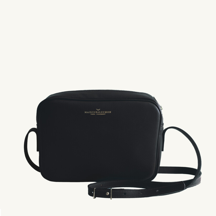 Crossbody Bag Leather Black grained leather custom-made by Maison Baluchon