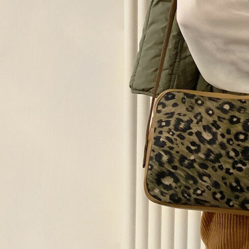 Maison Baluchon - Crossbody handbag made in France - New khaki leopard pattern
