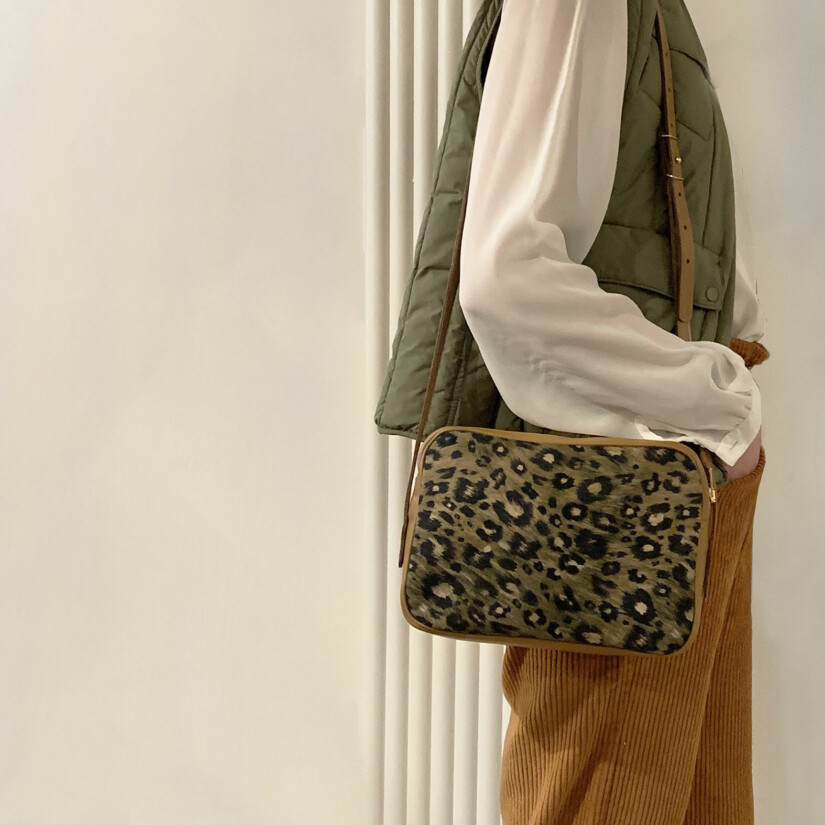 Maison Baluchon - Woman's elegant handbag - Green leopard print