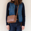 Sac à main haut de gamme en cuir caramel grainé - Maison Baluchon
