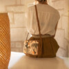 Maison Baluchon - Shoulder bag with Tropical N°17 Ecru design featuring wild cats, pomegranates, birds and tropical vegetation