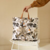 Sac cabas en toile imprimé Tropical avec chats sauvages, grenades - Maison Baluchon
